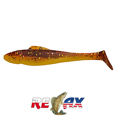 Виброхвост Relax Ohio 4.0" Laminat (L017 rootbeer-gold black glitter yellow)