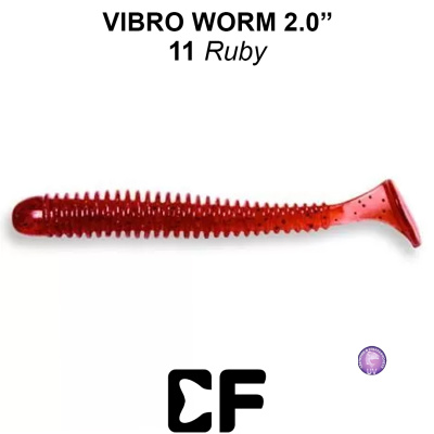 Виброхвост CF Vibro Worm 2.0" (3-50-11-6 UV ruby Кальмар)
