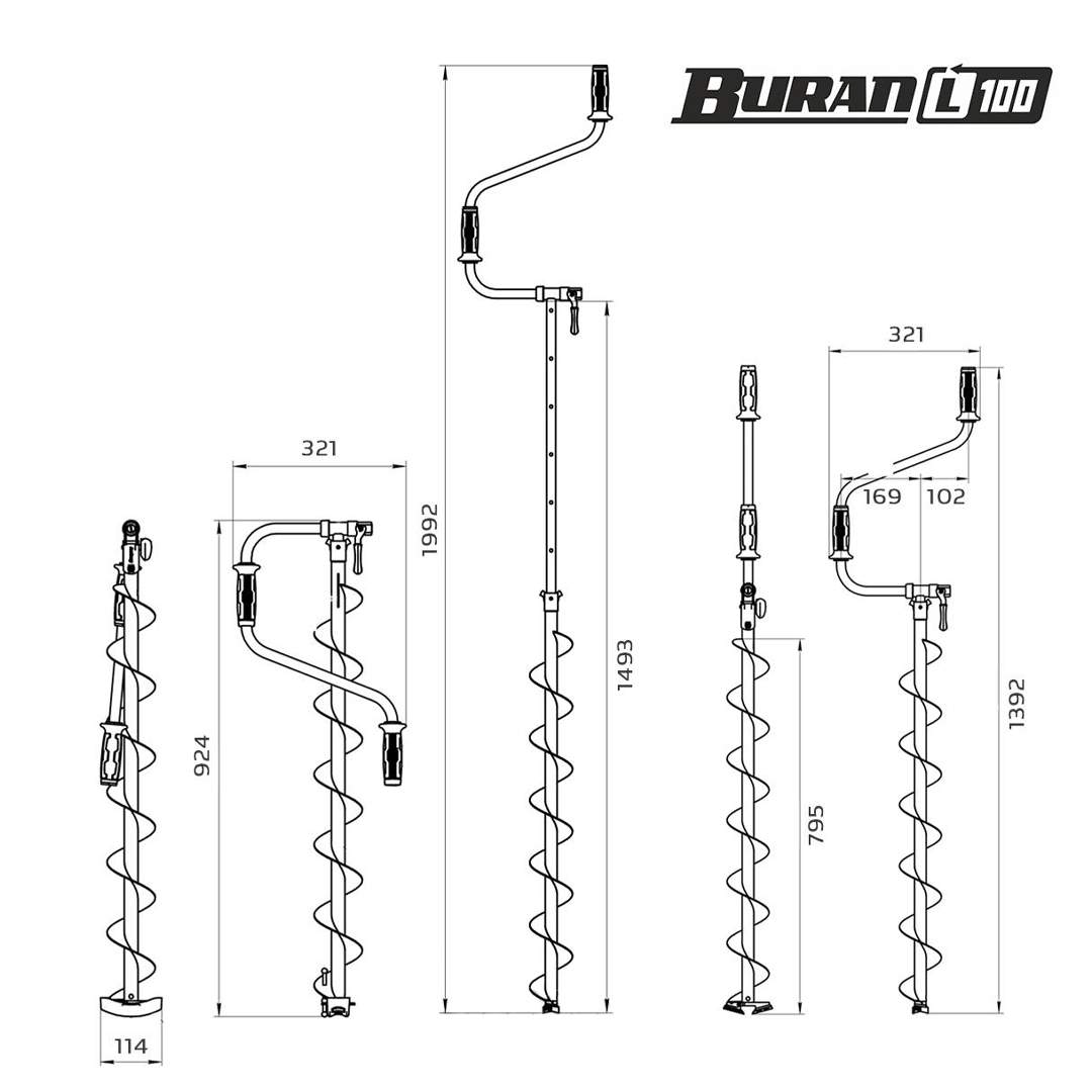 Ледобур Тонар Buran L левое вращение 10