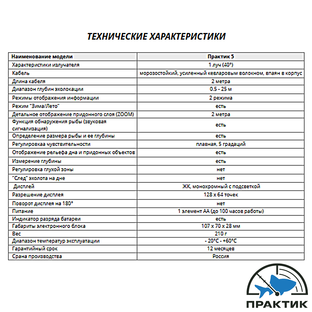 Эхолот Практик 5 (впаянный кабель) 04