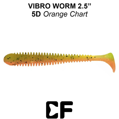 Виброхвост CF Vibro Worm 2.5" (81-65-5d-6 orange chart Кальмар)