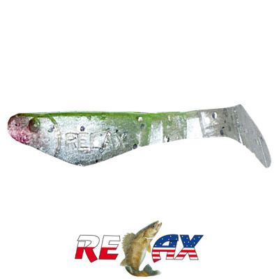 Виброхвост Relax Kopyto 2.5" Standart (S034 green white pearl-silver glitter)
