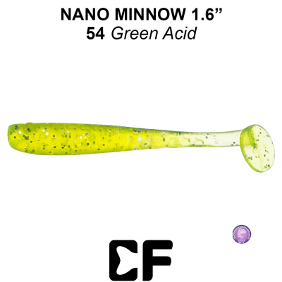 Виброхвост CF Nano Minnow 1.6" (6-40-54-6 UV green acid Кальмар)