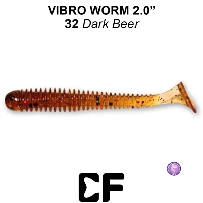 Виброхвост CF Vibro Worm 2.0" (3-50-32-6 UV dark beer Кальмар)