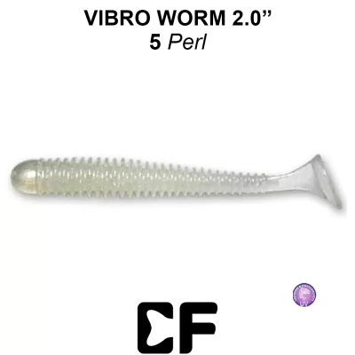 Виброхвост CF Vibro Worm 2.0" (3-50-5-6 UV pearl Кальмар)