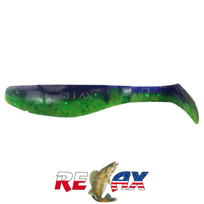 Виброхвост Relax Kopyto 4.0"L Laminat (L113 grape chartreuse-green glitter)
