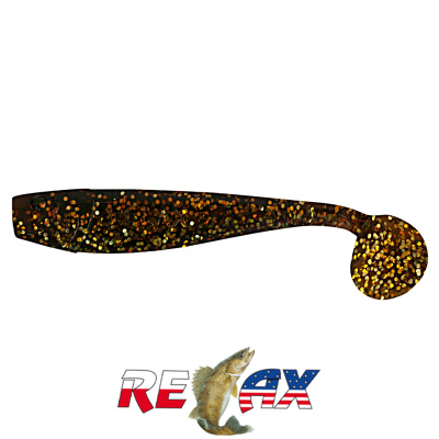 Виброхвост Relax King Shad 4.0" Standart (S092 motor oil-gold glitter)