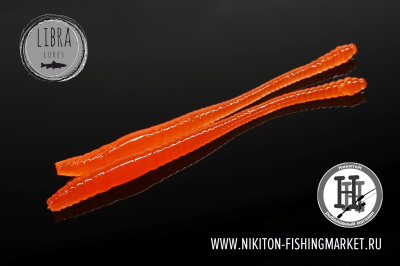 Червь Libra Lures Dying Worm Сыр 70mm (011 hot orange)