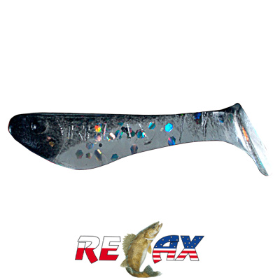 Виброхвост Relax Kopyto 1.0" Standart (S185 black clear hologram glitter)