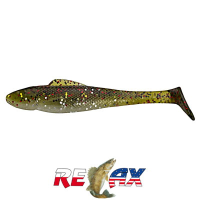 Виброхвост Relax Ohio 4.0" Laminat (L191 watermelon-black red glitter glow silver glitter)