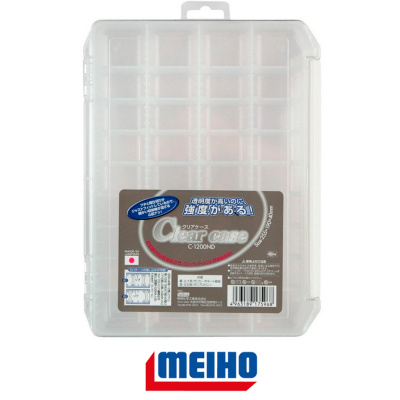 Коробка Meiho Clear Case 1200 (C-1200ND, 255×190×40мм, 4-36отд.+32пер.)