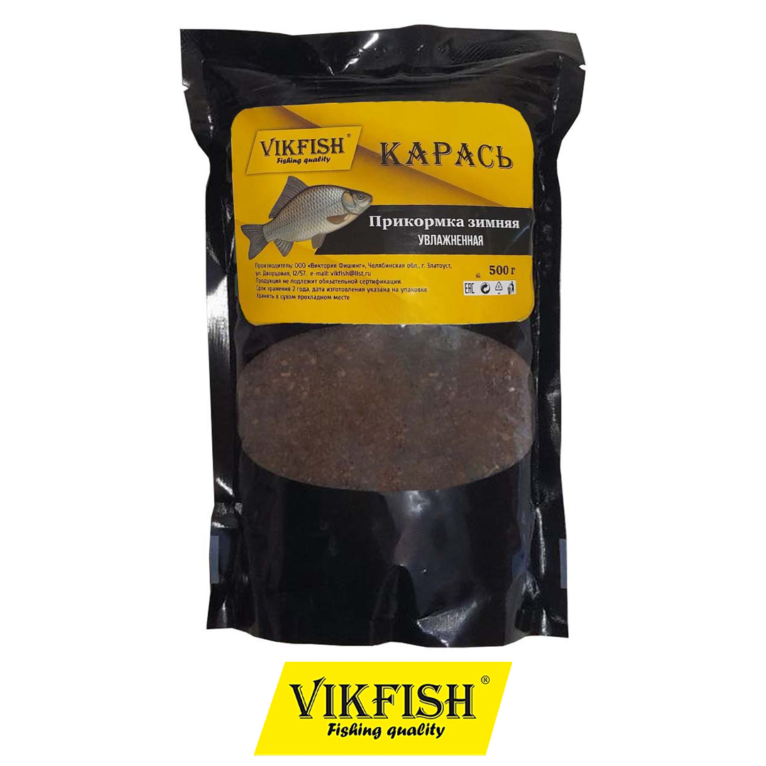 Прикормка Vikfish зимняя увлажненная  карась чеснок зелёный