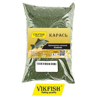 Прикормка Vikfish зимняя увлажненная 1000гр. (карась зеленый чеснок)
