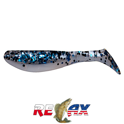Виброхвост Relax Kopyto 2.5" Laminat (L100 clear-blue, black glitter white)