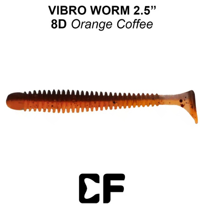 Виброхвост CF Vibro Worm 2.5" (81-65-8d-6 orange coffee Кальмар)
