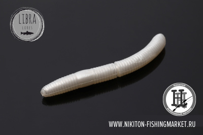 Червь Libra Lures Fatty D'Worm Сыр 65mm (004 silver pearl)