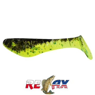 Виброхвост Relax Kopyto 1.0" Standart (S067 black chartreuse-hologram glitter)