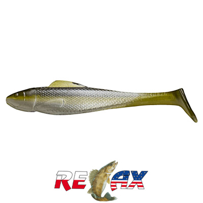 Виброхвост Relax Ohio 4.0" Laminat (L585 green pumpkin white pearl)