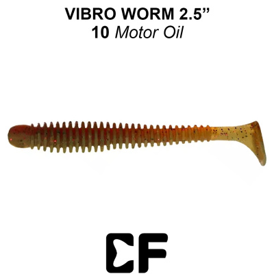 Виброхвост CF Vibro Worm 2.5" (81-65-10-6 motor oil Кальмар)