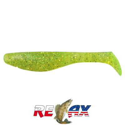 Виброхвост Relax Kopyto 4.0"L Standart (S203 chartreuse-hologram glitter)