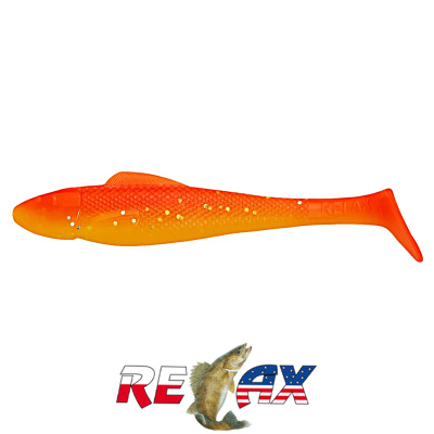 Виброхвост Relax Ohio 4.0" Laminat (L104 orange chartreuse-silver glitter)
