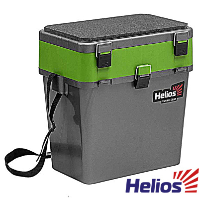 Ящик зимний Helios двухсекционный 19L (2/130кг. 39×26×40см, 19л.серо-зеленый)