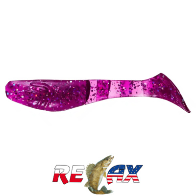 Виброхвост Relax Kopyto 3.0" Standart (S110 transparent purple-hologram glitter)