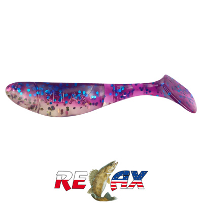 Виброхвост Relax Kopyto 3.0" Laminat (L321 electric blue-blue glitter clear-gold glitter)