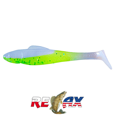 Виброхвост Relax Ohio 4.0" Laminat (L588 blue pearl chartreuse-sky blue glitter)