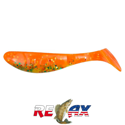 Виброхвост Relax Kopyto 2.5" Laminat (L272 orange-silver glitter chartreuse-multi glitter)