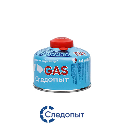 Газ Следопыт для портативных плит, металлический баллон, резьба, всесезонный 110гр. (PF-FG-110R, 110гр.)
