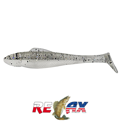 Виброхвост Relax Ohio 4.0" Laminat (L035 clear-black, hologram glitter white)