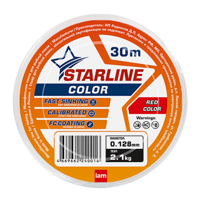 Леска Iam Starline 30m красный (0,128, 2,1kg)
