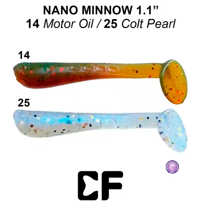 Виброхвост CF Nano Minnow 1.1" (68-27-14/25-1 UV motor oil/cold pearl Анис)