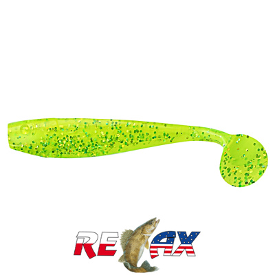 Виброхвост Relax King Shad 4.0" Standart (S203 chartreuse-hologram glitter)