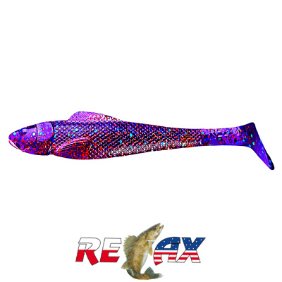 Виброхвост Relax Ohio 4.0" Laminat (L320 electric blue-blue glitter clear-red glitter)
