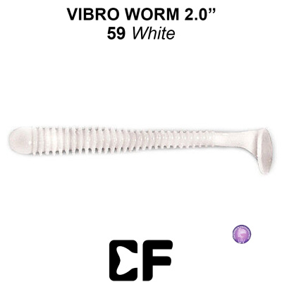 Виброхвост CF Vibro Worm 2.0" (3-50-59-6 UV white Кальмар)