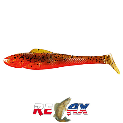 Виброхвост Relax Ohio 4.0" Laminat (L068 olive-black glitter orange-silver glitter)