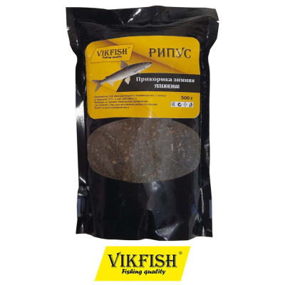 Прикормка Vikfish зимняя увлажненная Рипус  500гр. (черный краб)