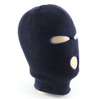 Балаклава (шлем) тонкая вязка, три отвестия 01 син
