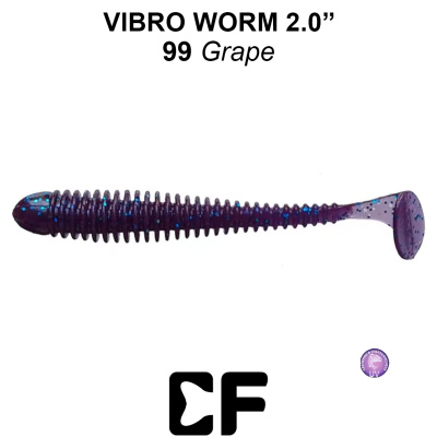 Виброхвост CF Vibro Worm 2.0" (3-50-99-6 UV grape Кальмар)