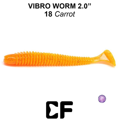 Виброхвост CF Vibro Worm 2.0" (3-50-18-6 UV carrot Кальмар)