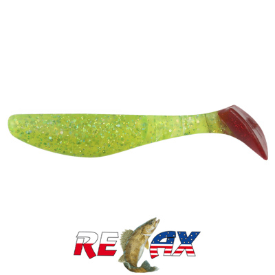 Виброхвост Relax Kopyto 3.0" Tail (T074 chartreuse-hologram glitter limeberry)