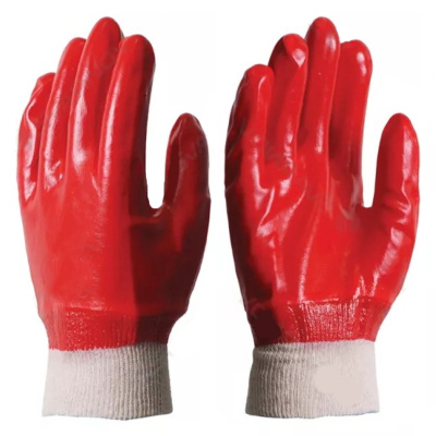 Перчатки обрезиненные красные, белый манжет (XL)