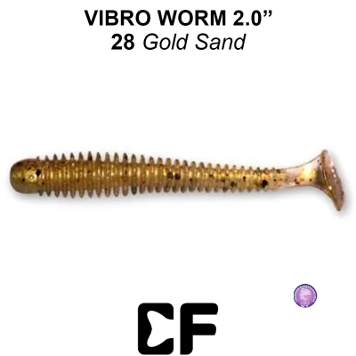 Виброхвост CF Vibro Worm 2.0" (3-50-28-6 UV gold sand Кальмар)