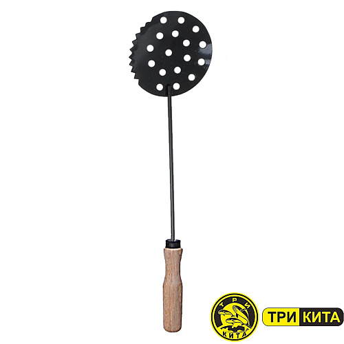 Черпак Три Кита порошково-окрашенный с деревянной ручкой 06 черный