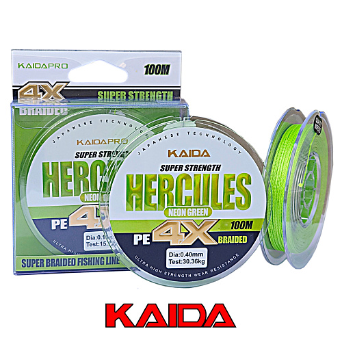 Шнур Kaida Hercules 4X 100м neon green 02