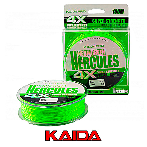 Шнур Kaida Hercules 4X 100м neon green 001