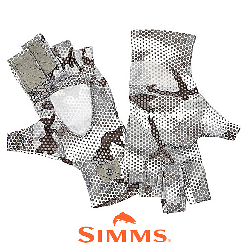 Перчатки Simms Solarflex Sun Glove hex flo camo steel 01