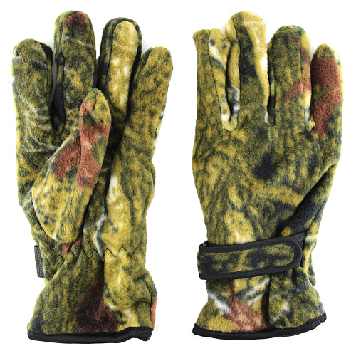 Перчатки флис хаки-лес с ремешком тонкие 00